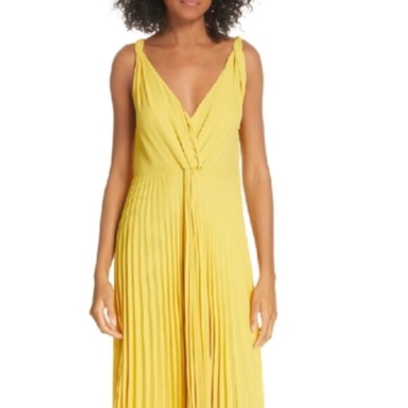 NWOT Vince Plissé Twist-Front Sleeveless in Limonata Dress XS $440 - Picture 1 of 10